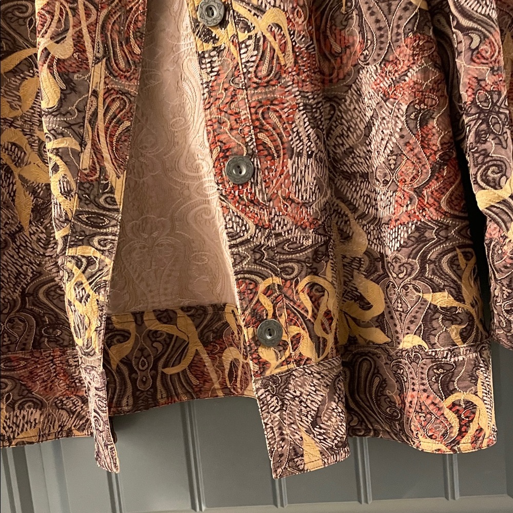 Colorful Patterned Jean Jacket - Picture 6 of 9
